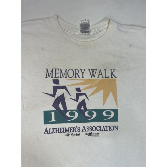 VINTAGE Memory Walk Alzheimer's Association 1999 T-shirt Men XL White 90s - Picture 2 of 7